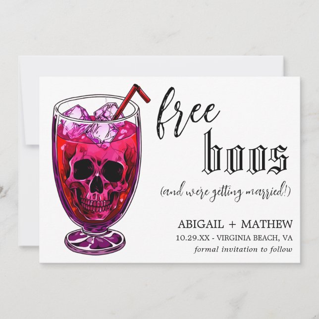 Funny Drink Free Boos Foto Halloween Hochzeit Save The Date (Vorderseite)