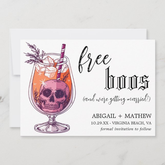 Funny Drink Free Boos Foto Halloween Hochzeit Save The Date (Vorderseite)