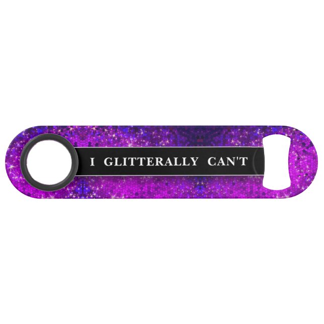Funny Drink Joke Lila Glitzer Monogram Name Speed Flaschenöffner (Vorderseite (Horizontal))