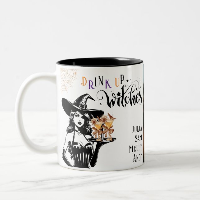 Funny Drink Up Hexen Halloween Weihnachtsgeschenk Zweifarbige Tasse (Links)