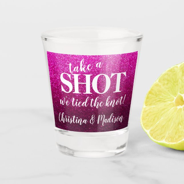 Funny Drink Zitat Trendy Wedding Glitzer Party Schnapsglas (Vorderseite)