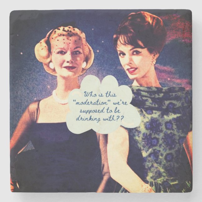 Funny Drinking Friend Sister Fun  Steinuntersetzer (Vorderseite)