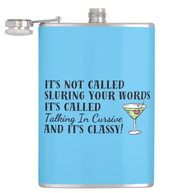 Funny Drinking Slurring Cursive Words Bar Flachmann (Geöffnet)