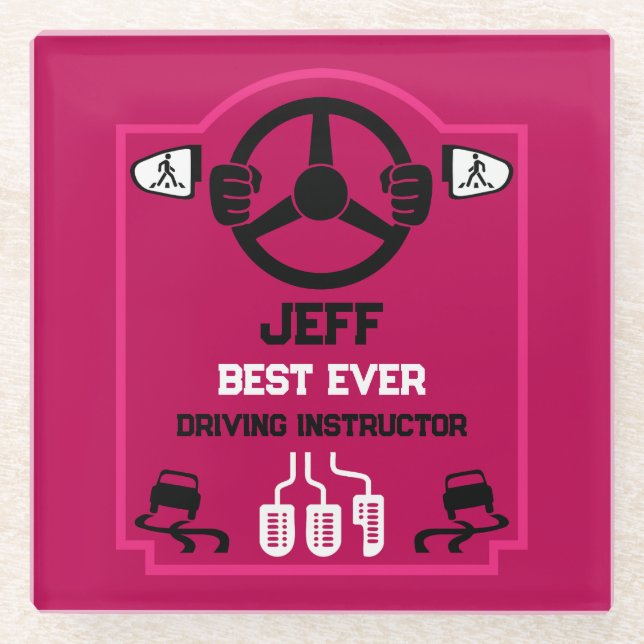 Funny Driving Instructor Gift Glasuntersetzer (Vorderseite)
