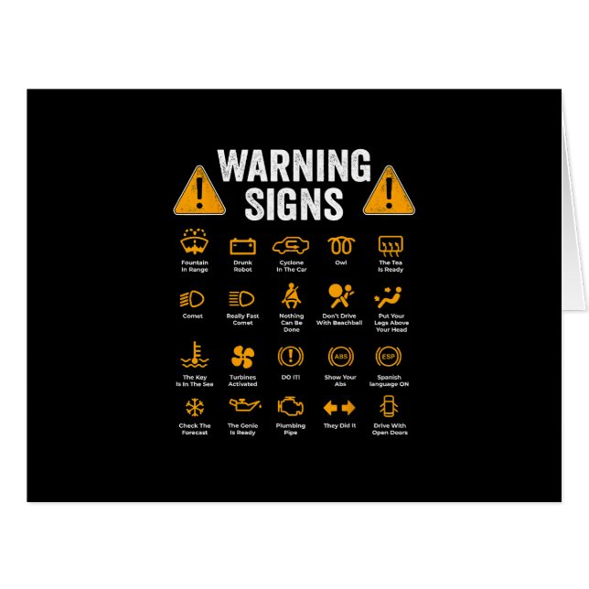 Funny Driving Warning Signs 101 Auto Mechanic Gift (Vorderseite (Horizontal))