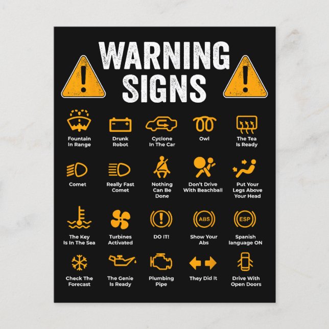 Funny Driving Warning Signs 101 Auto Mechanic Gift (Vorderseite)