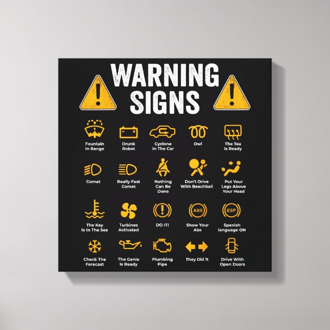 Funny Driving Warning Signs 101 Auto Mechanic Gift Leinwanddruck (Vorderseite)