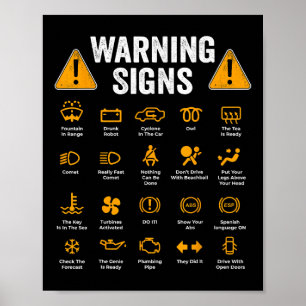 Funny Driving Warning Signs 101 Auto Mechanic Gift Poster