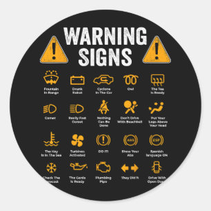 Funny Driving Warning Signs 101 Auto Mechanic Gift Runder Aufkleber