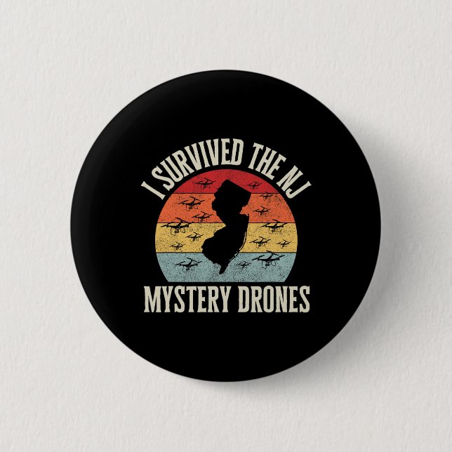 Funny Drone Lover I Survived The New Jersey Myster Button (Vorderseite)