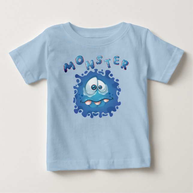 Funny drückt trauriges blaues Monster-Gesicht aus Baby T-shirt (Vorderseite)