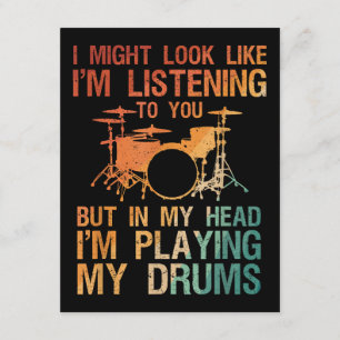 Funny Drummer Art for Men Drum Player Percus Begleitkarte