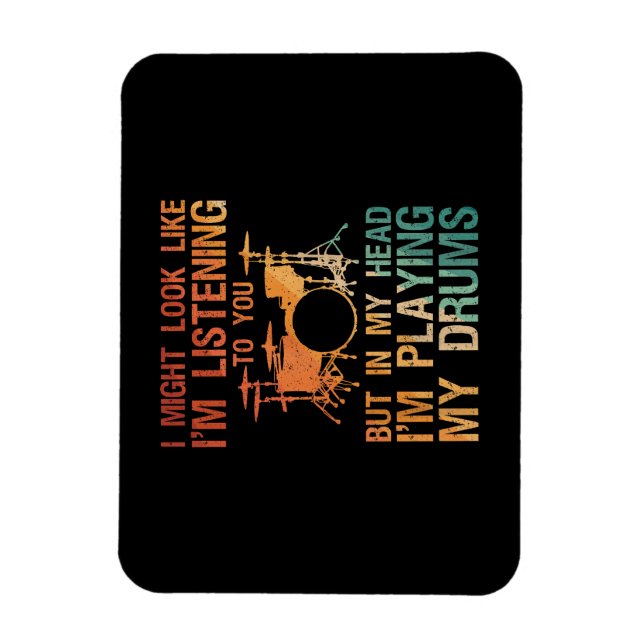 Funny Drummer Art for Men Drum Player Percus Magnet (Vertikal)