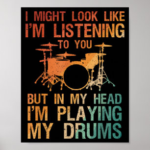 Funny Drummer Art for Men Drum Player Percus Poster