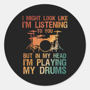 Funny Drummer Art for Men Drum Player Percus Runder Aufkleber