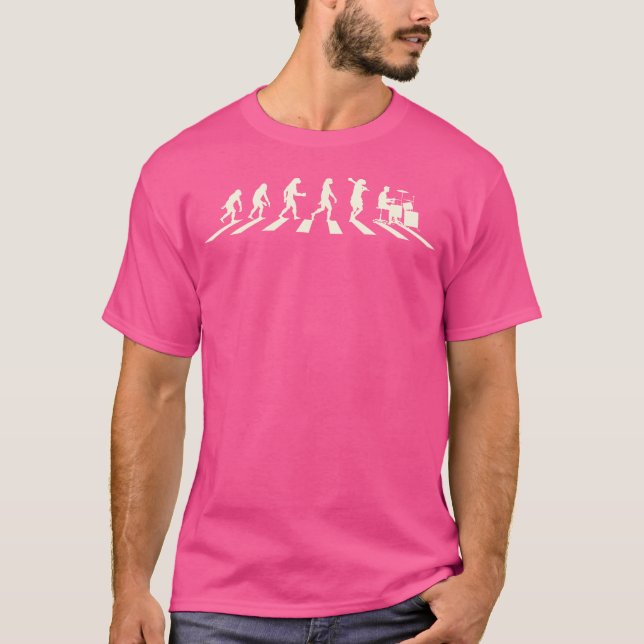 Funny Drummer gibt Drumming Drums Evolution T-Shirt (Vorderseite)