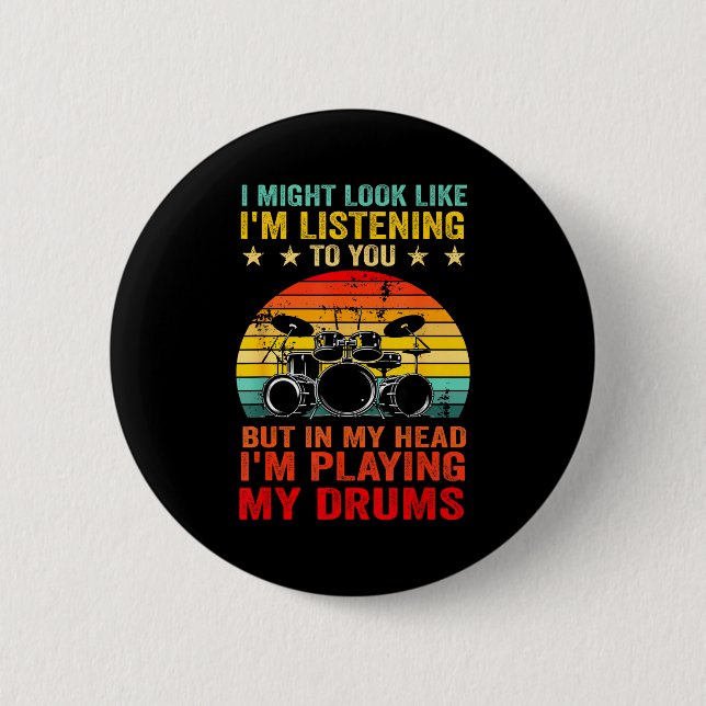 Funny Drummer Men Women Drumline Drumming Musical  Button (Vorderseite)