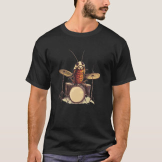 Funny Drumming Cockroach Costume for Drums and Roc T-Shirt