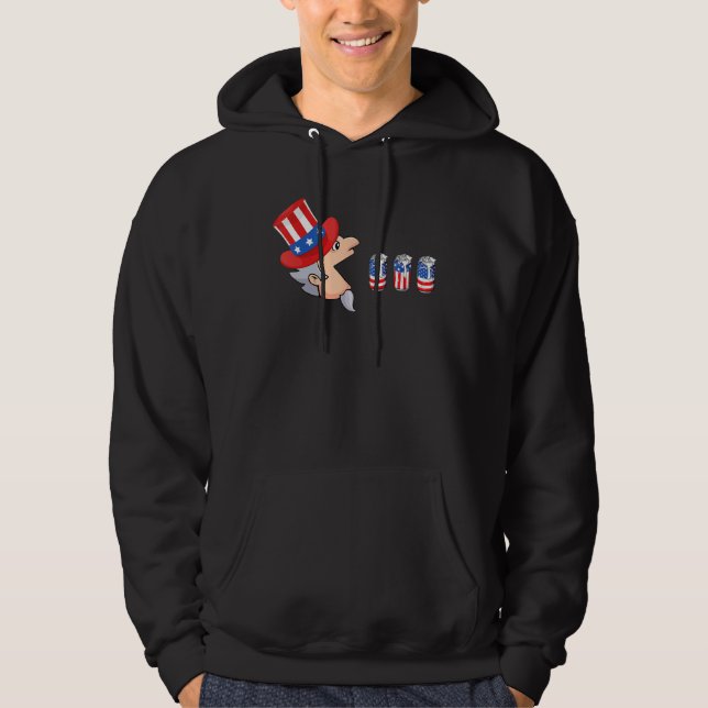 Funny Druncle Sam Uncle Sam Drinking Beer Indepede Hoodie (Vorderseite)