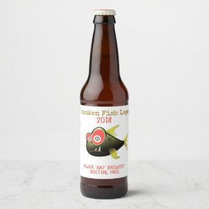 Funny Drunken Fish Custom Bier Label Bierflaschenetikett
