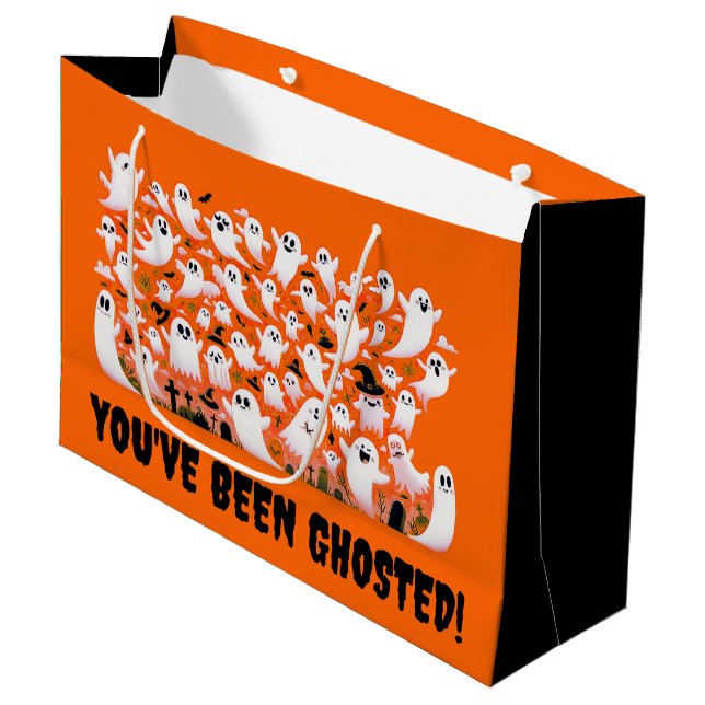 Funny, du bist gehostet worden! Geister auf dem Fr Große Geschenktüte (Vorderseite Schrägansicht)