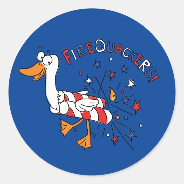 Funny Duck 4. Juli Kinder Niedlich Runder Aufkleber (Vorderseite)