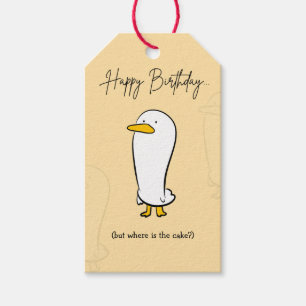 Funny Duck Birthday Sticker-Aber wo ist der Kuchen Geschenkanhänger