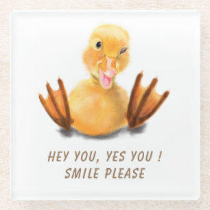 Funny Duck Glass Untersetzer Smile - Benutzerdefin