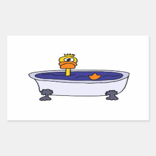 Funny Duck in einem Badewanne Cartoon Rechteckiger Aufkleber