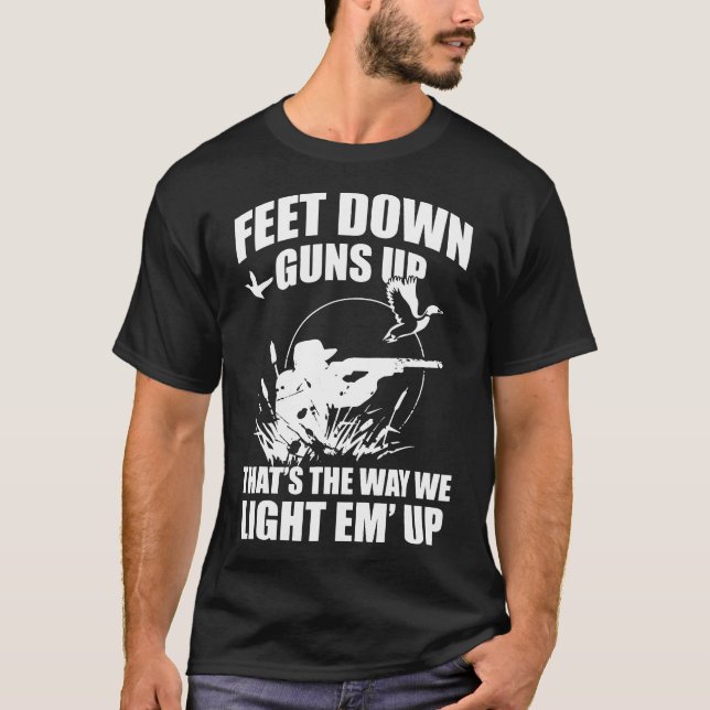 Funny Duck Jagd Feet Downs Gunss Upss Jäger T-Shirt (Vorderseite)