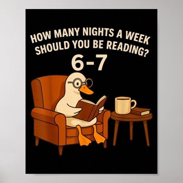 Funny Duck Reading Book 67 Six Seven Meme  Poster (Vorne)