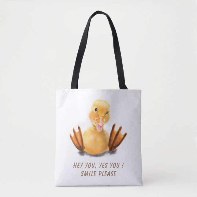Funny Duck Tote Bag - Benutzerdefinierter Text Tasche (Vorderseite)
