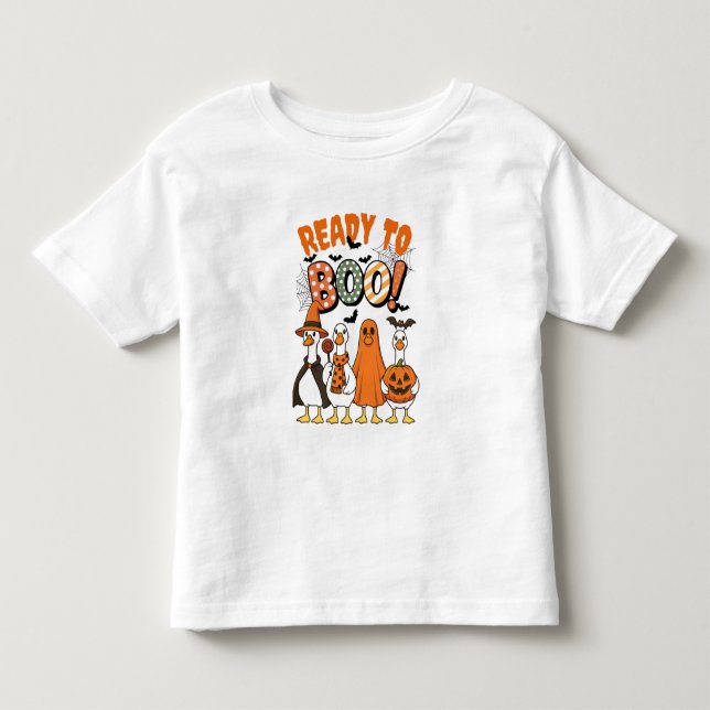 Funny Ducks Ready to Boo Halloween Kleinkind T-shirt (Vorderseite)