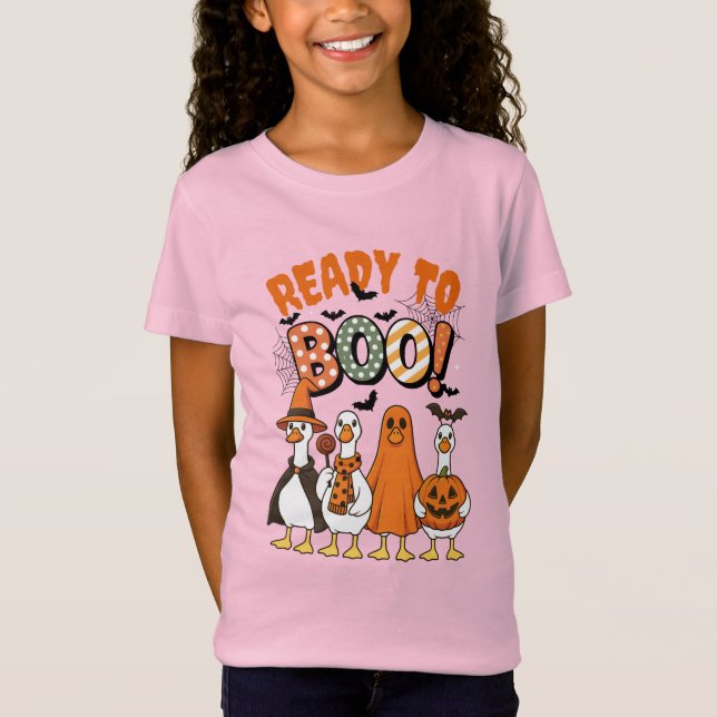 Funny Ducks Ready to Boo Halloween T-Shirt (Vorderseite)