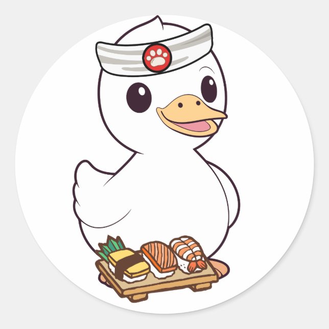 Funny ducs ist ein Sushi-Koch Runder Aufkleber (Vorderseite)
