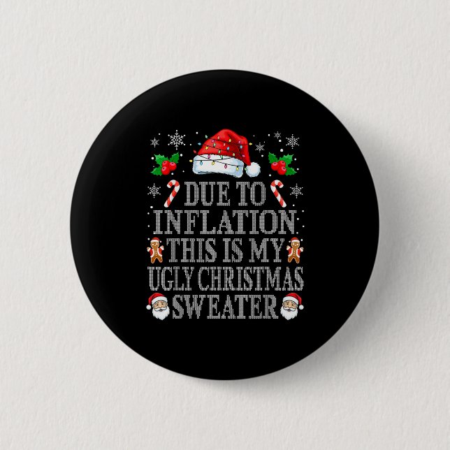 Funny Due To Inflation Ugly Christmas Sweaters Men Button (Vorderseite)