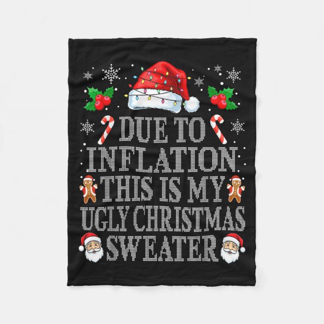 Funny Due To Inflation Ugly Christmas Sweaters Men Fleecedecke (Vorderseite)