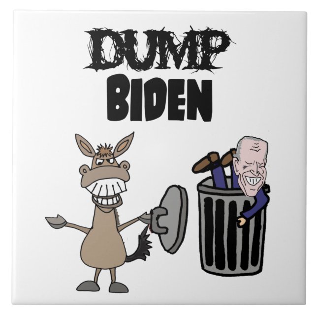 Funny Dump Biden Politischer Cartoon Fliese (Vorderseite)