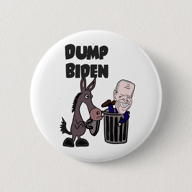 Funny Dump Joe Biden Cartoon Button (Vorderseite)