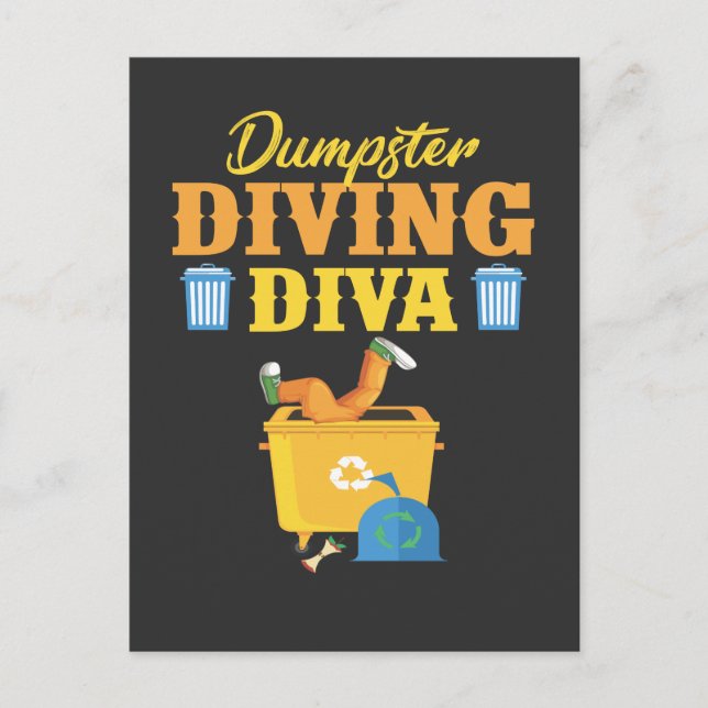 Funny Dumpster Diva Trash Lover Postkarte (Vorderseite)