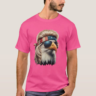 Funny Eagle America 4. Juli Blonde Wig Eagle Mull T-Shirt