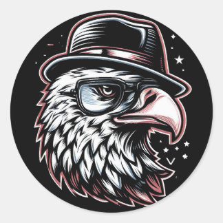 Funny Eagle Runder Aufkleber