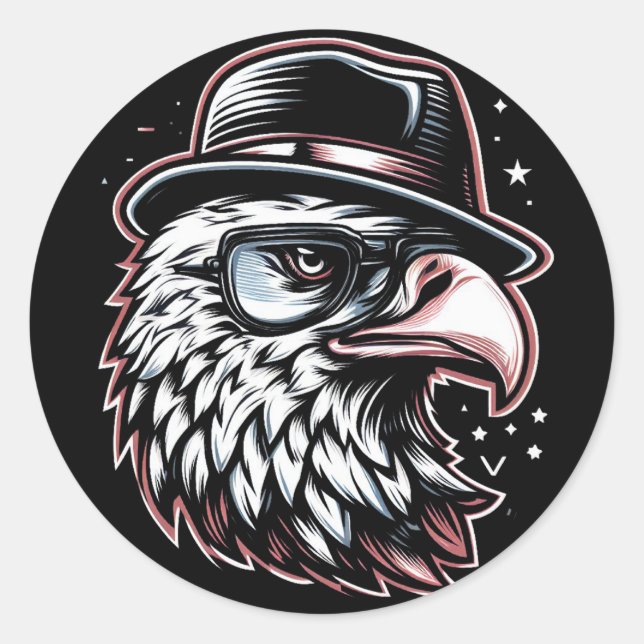 Funny Eagle Runder Aufkleber (Vorderseite)