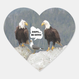 Funny Eagles und Seagull Herz-Aufkleber