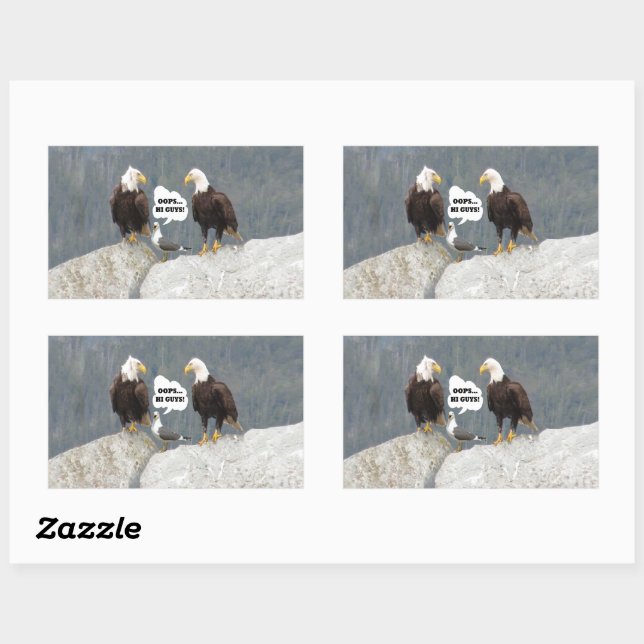 Funny Eagles und Seagull Rechteckiger Aufkleber (Blatt)