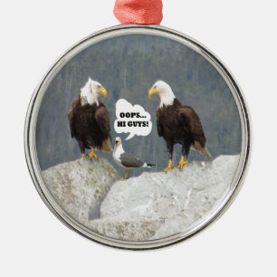 Funny Eagles und Seagull Silbernes Ornament