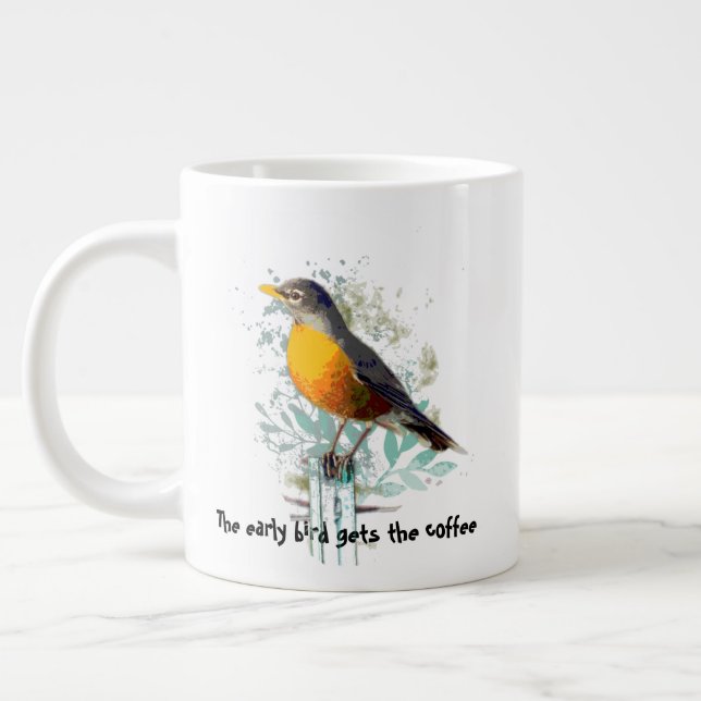 Funny, Early Bird bekommt Kaffee Zitat Robin Jumbo-Tasse (Links)