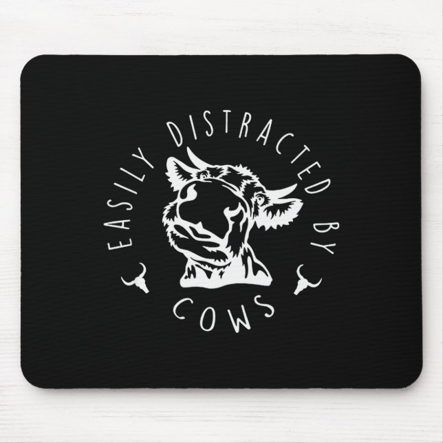 Funny Easily Distracted By Cows Design  Mousepad (Vorne)