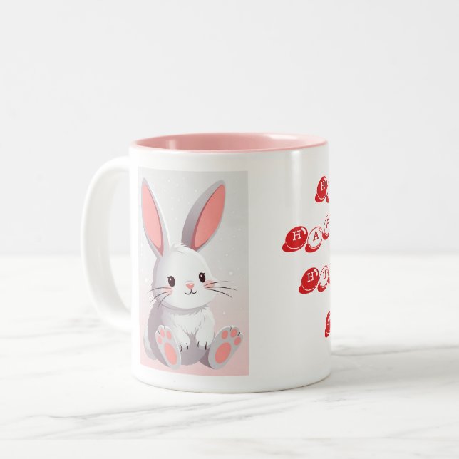 Funny Easter Bunny Image Zweifarbige Tasse (Vorderseite Links)