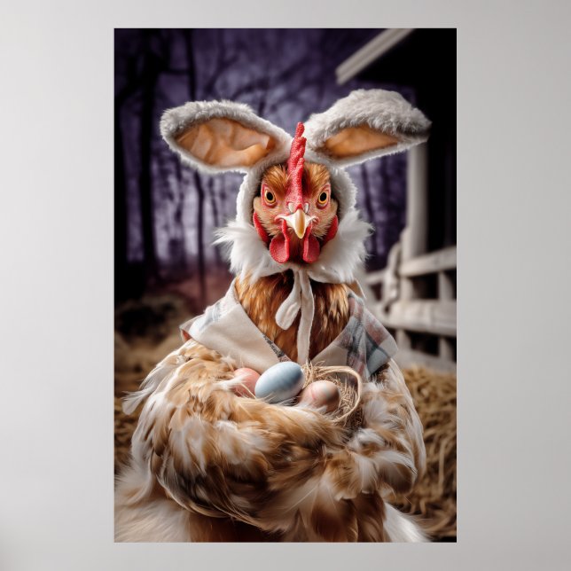 Funny Easter Chicken Bunny Costume Poster (Vorne)